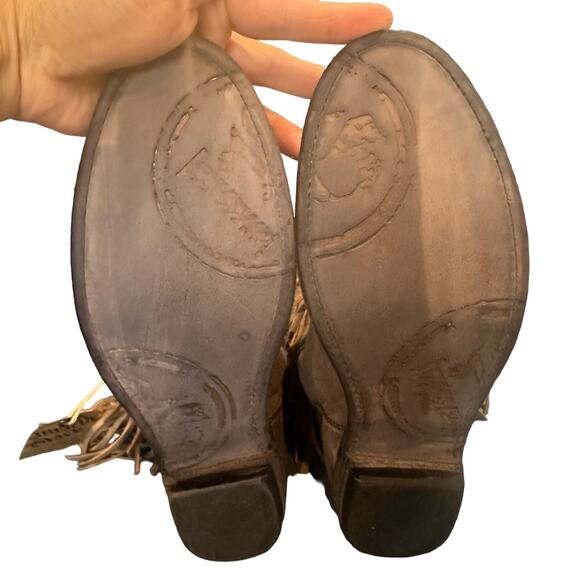NIB Liberty Black GRAY Leather Fringe Ankle Booties 711312 Women's 9.5 (II) - Picture 6 of 10